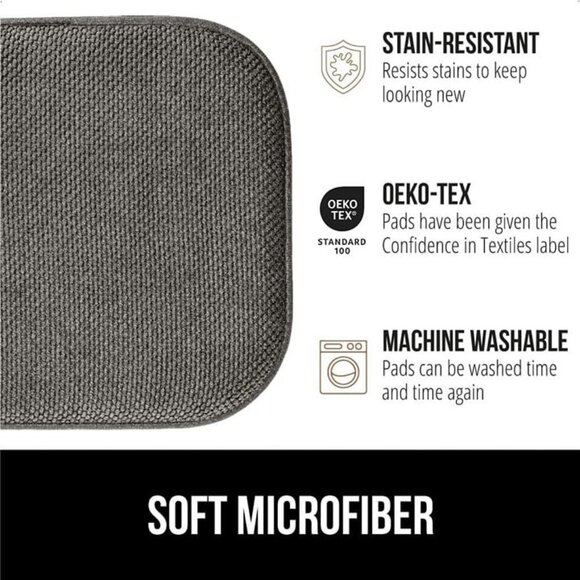 Gorilla Grip Memory Foam Chair Cushions Pads Microfiber Seat Set of 2 16x16 Gray - Picture 5 of 9